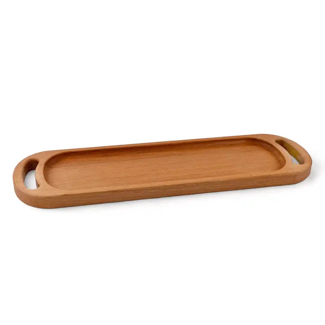 رولت خوری بیضی چوبی دسته دار راش کد L430
