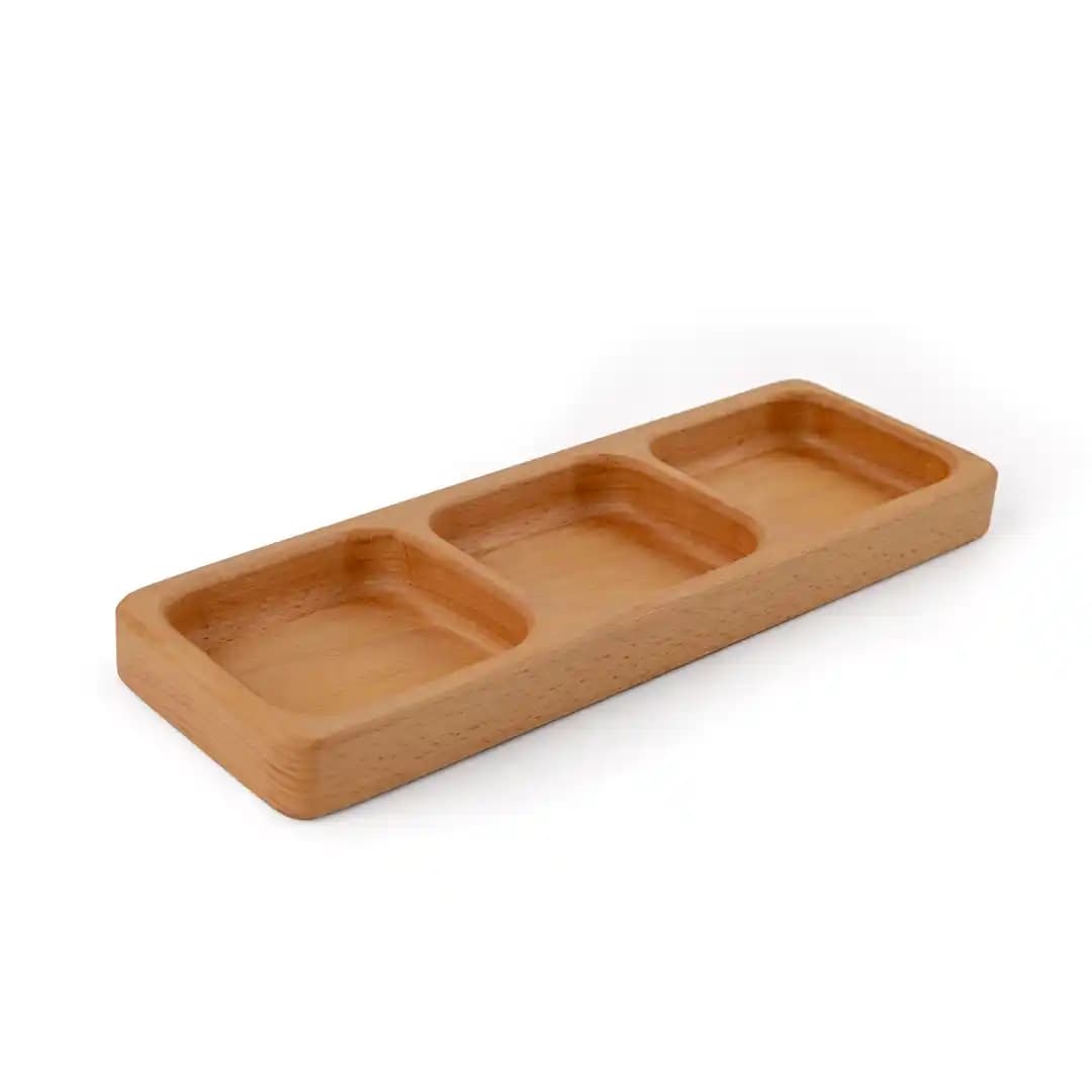 اردوخوری مستطیل سه خانه چوبی راش کد L300 — تصویر ۲