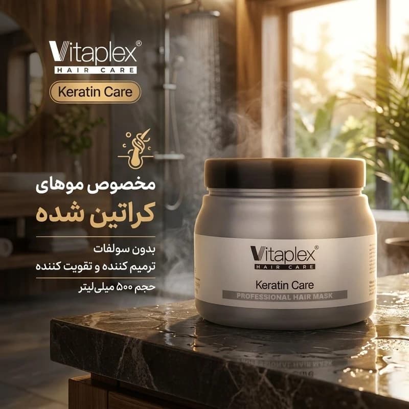 ماسک مو ویتاپلکس ترمیم کننده موهای کراتینه 500ml — تصویر ۷