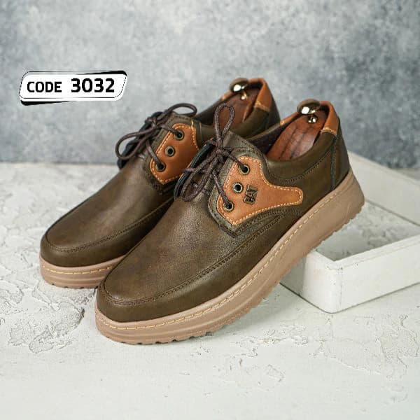 کفش بندی بغل طرح CAT زیتونی زیره کرم (کد3032) — تصویر ۲