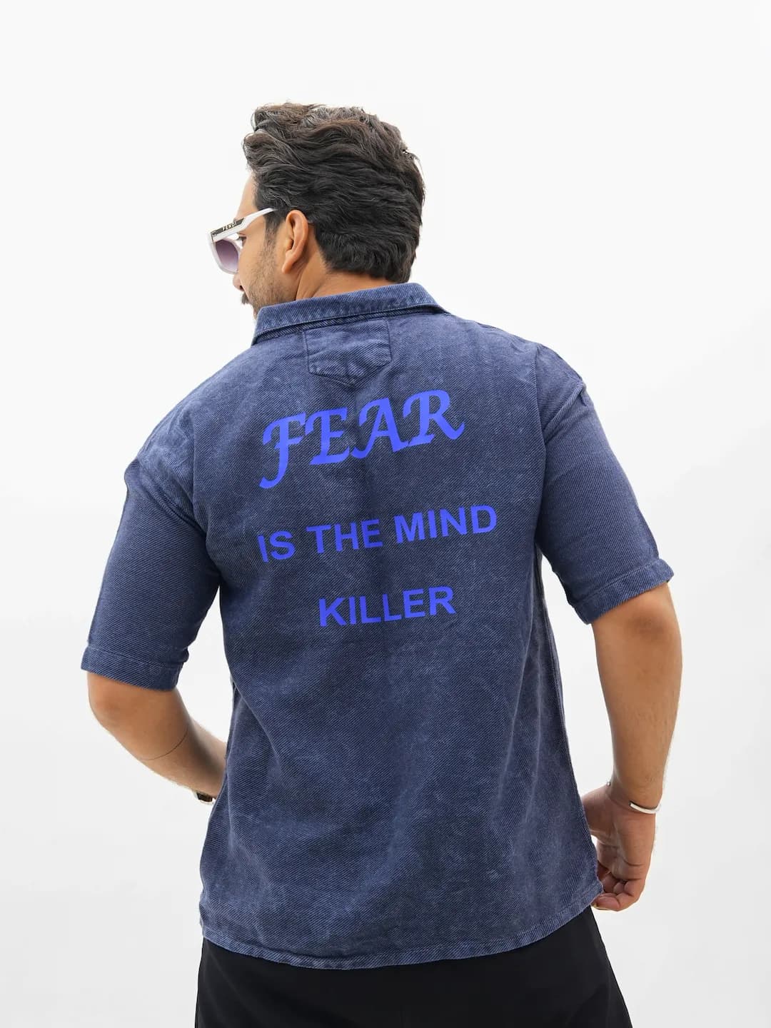 پیراهن مردانه آستین کوتاه پنبه سنگشور طرح FEAR کد 20171 E 201 — تصویر ۶