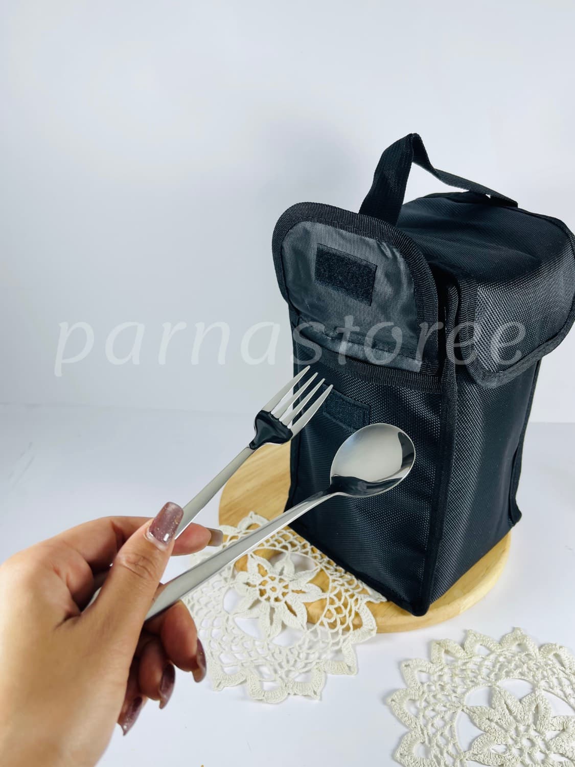 فلاسک غذا لانچ باکس 3 طبقه به همراه لانچ بگ برزنتی یونیک — تصویر ۹