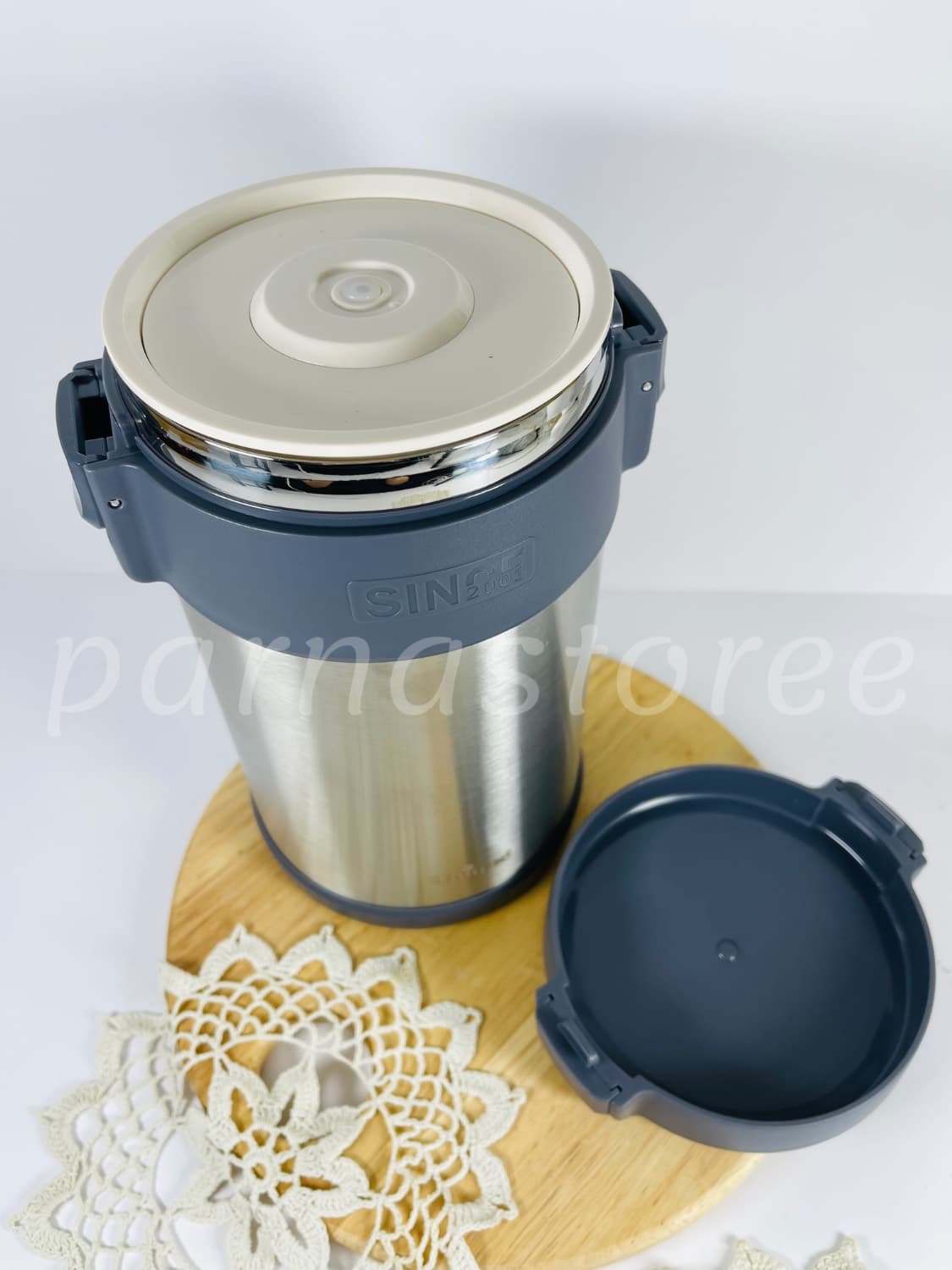 فلاسک غذا لانچ باکس 3 طبقه به همراه لانچ بگ برزنتی یونیک — تصویر ۴