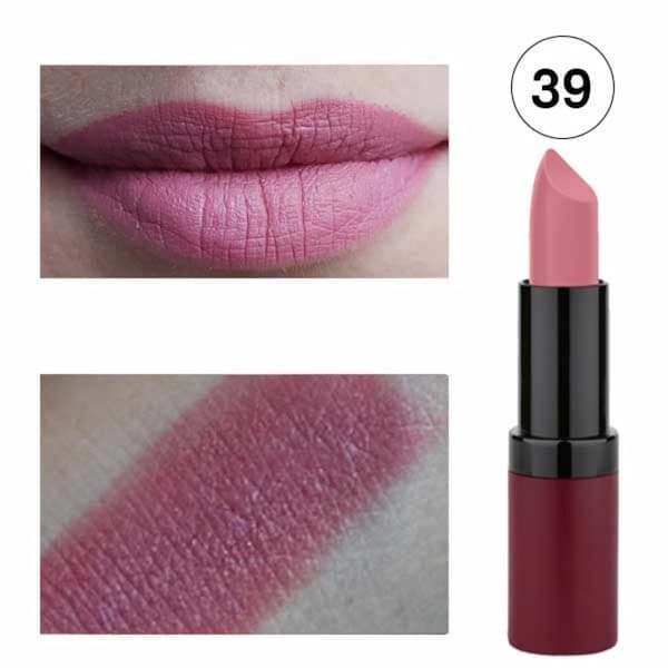 رژ لب جامد گلدن رز مدل Velvet Matte کد ۳۹ — تصویر ۶