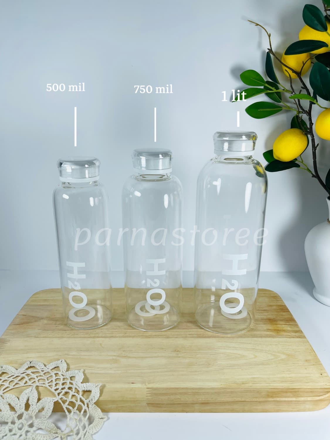 بطری پیرکس دتاکس H2O سفید وارداتی 3 سایز مختلف