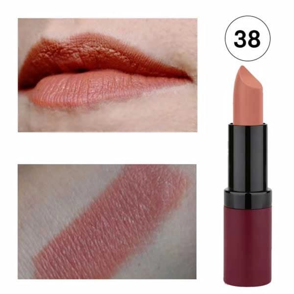 رژ لب جامد گلدن رز مدل Velvet Matte کد ۳۸ — تصویر ۶