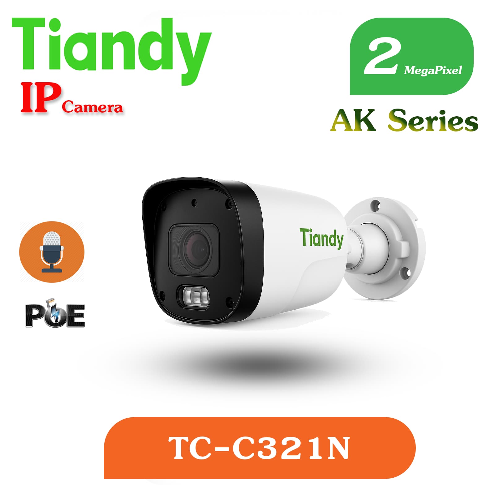 دوربین بالت AK تحت شبکه 2 مگاپیکسل TC-C321N برند تیاندی | میکروفن داخلی — تصویر ۲
