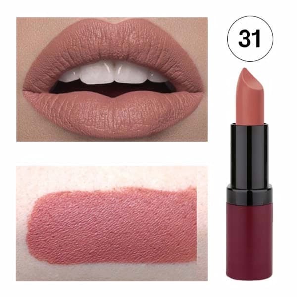 رژ لب جامد گلدن رز مدل Velvet Matte کد ۳۱ — تصویر ۵