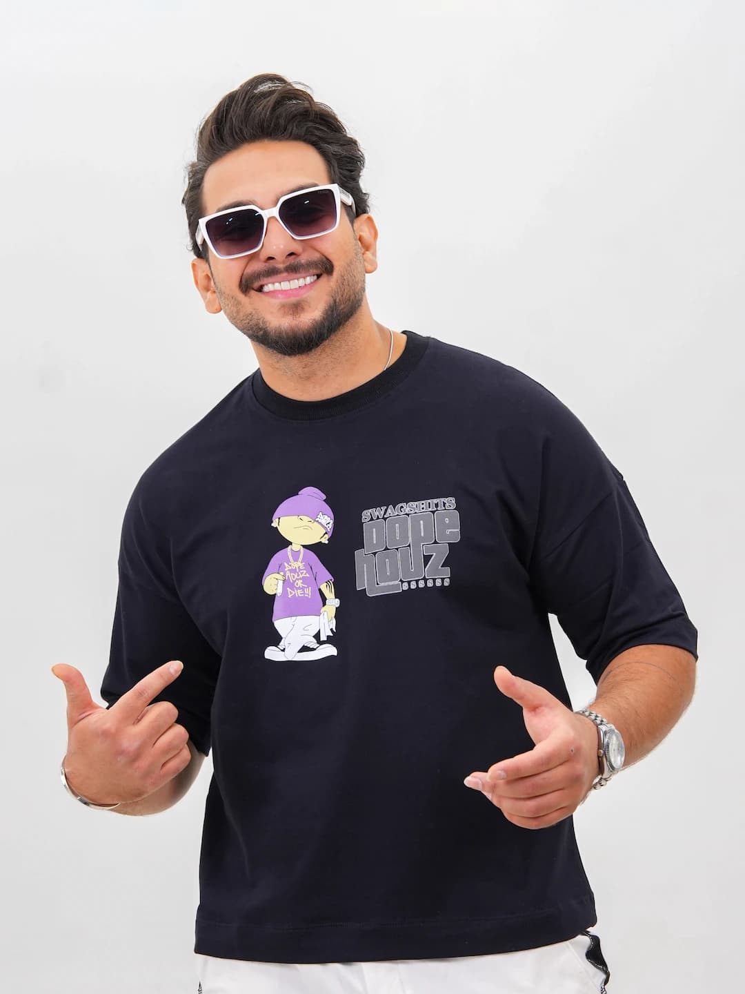 تیشرت مردانه پنبه دو نخ طرح SWAGSHITS کد 30298 D 301