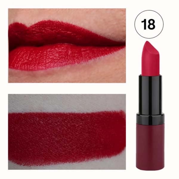 رژ لب جامد گلدن رز مدل Velvet Matte کد 18 — تصویر ۷