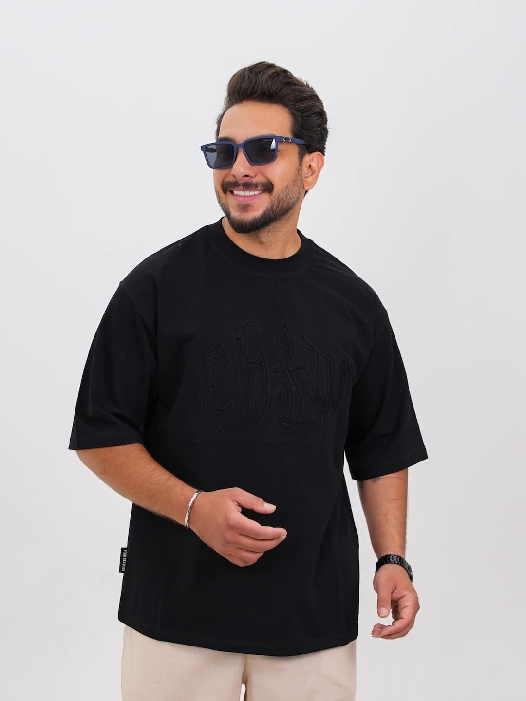 تیشرت مردانه پنبه دو پوسته طرح دار دوخت کد 30197 D 304 — تصویر ۳
