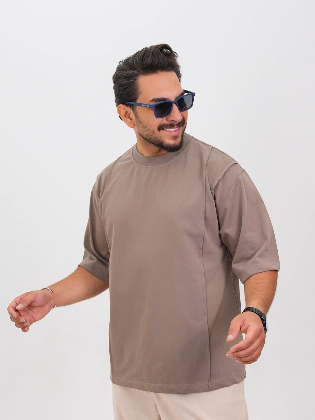 تیشرت مردانه پنبه دو پوسته دو دکمه تک رنگ کد 30197 F 203