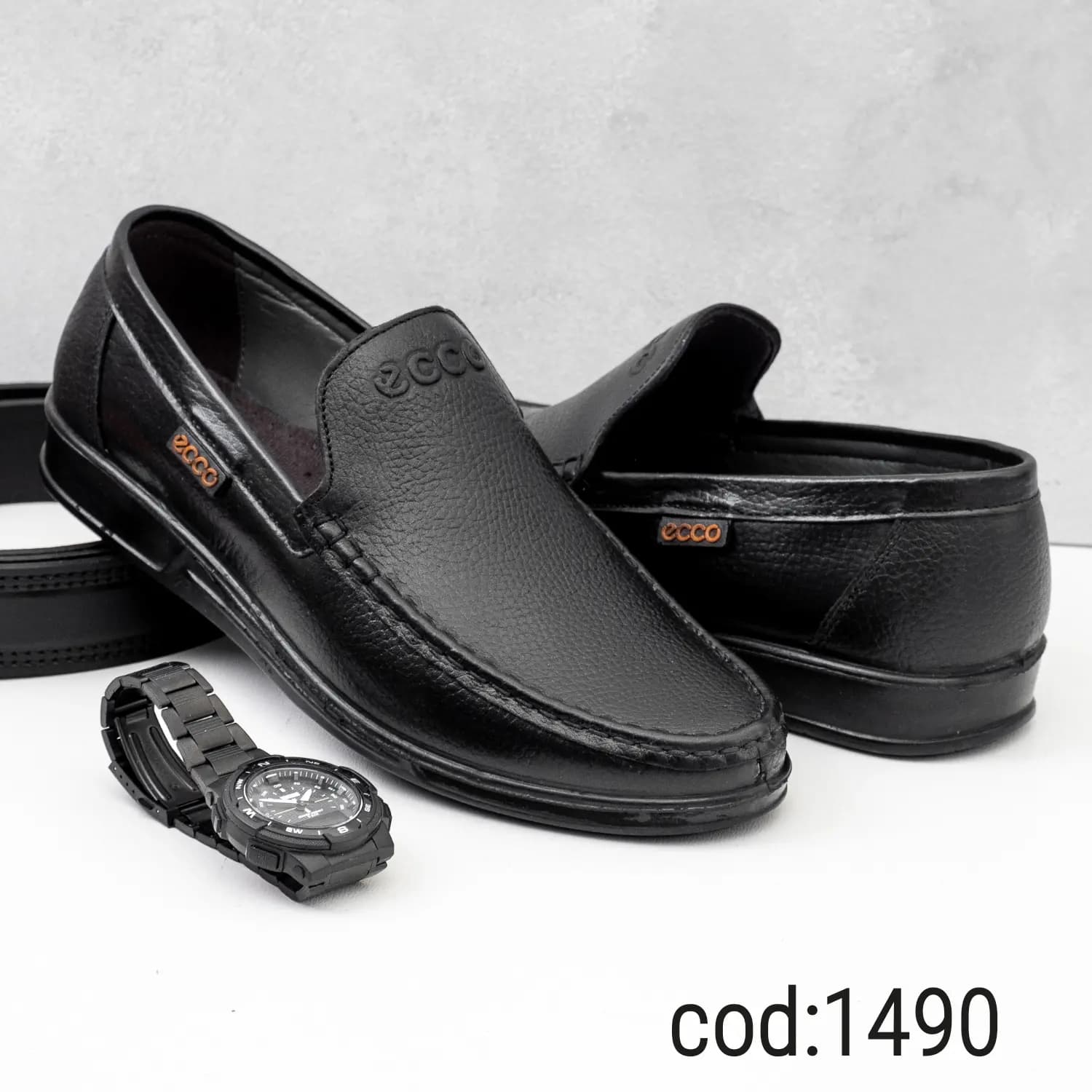 کفش مردانه کالج تمام مشکی ecco (کد1490) — تصویر ۳