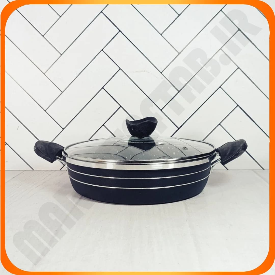 تابه تک سایز 24 گرانیت دسته پلاستیک با درب زومبا