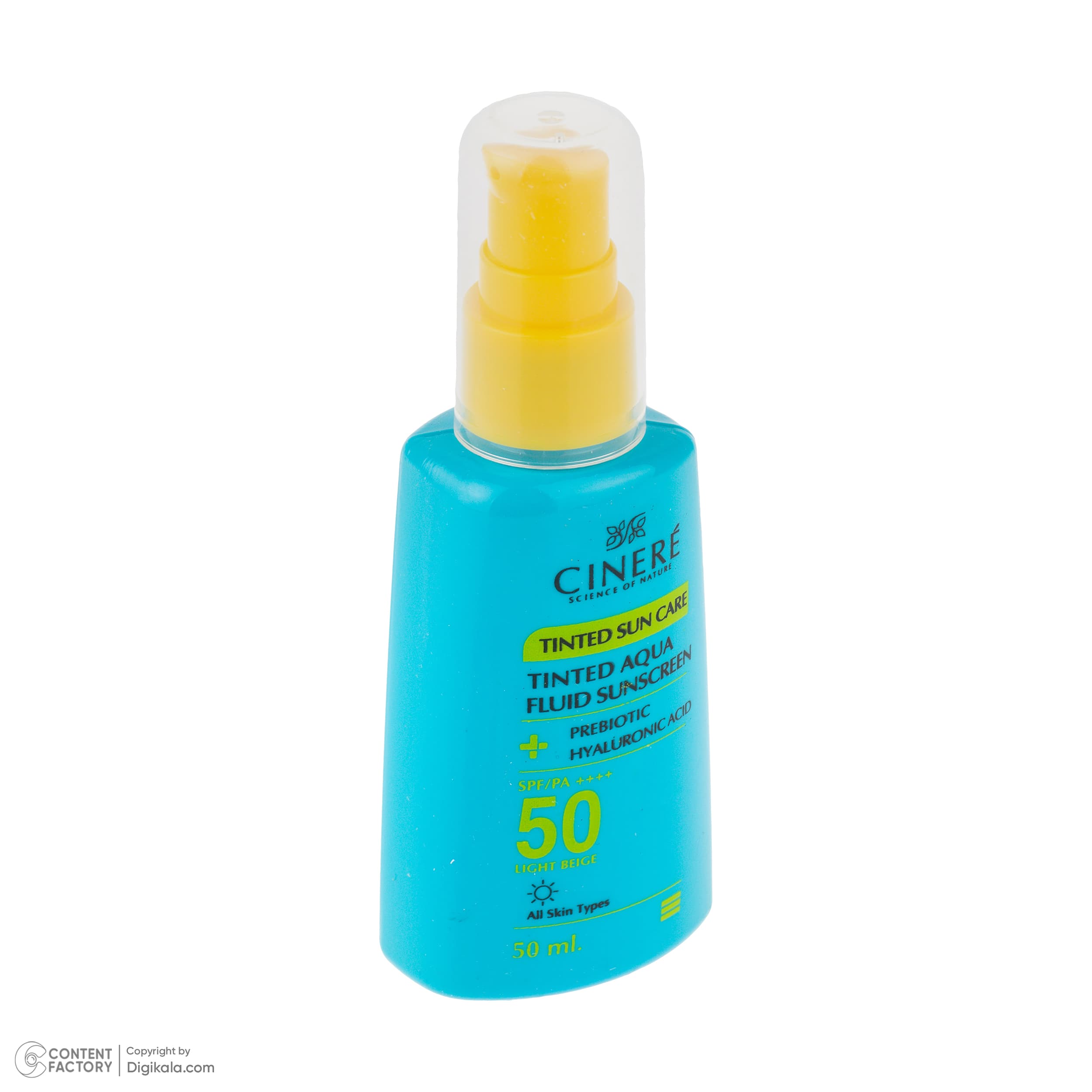 فلوئید ضد آفتاب رنگی بژ روشن صورت سینره SPF 50 مدل AQUA ‌محافظ UVA ،UVB و ++++PA مناسب برای انواع پوست حجم 50 میلی‌لیتر — تصویر ۴