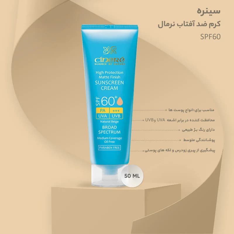 کرم ضدآفتاب نرمال سینره SPF60، حجم 50 میلی‌لیتر — تصویر ۱۲