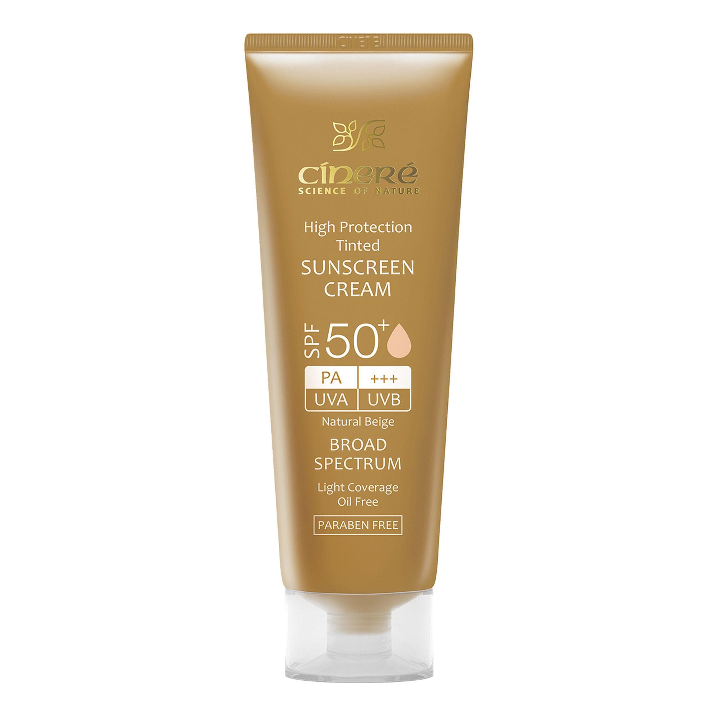 کرم ضد آفتاب رنگی سینره، SPF 50، مدل Natural Beige، مناسب انواع پوست با تنالیته متوسط و حجم 50 میلی‌لیتر، محافظت‌کننده در برابر اشعه‌های UVA و UVB، مرطوب‌کننده و فاقد پارابن، PA+++، دارای فرمولاسیون ف