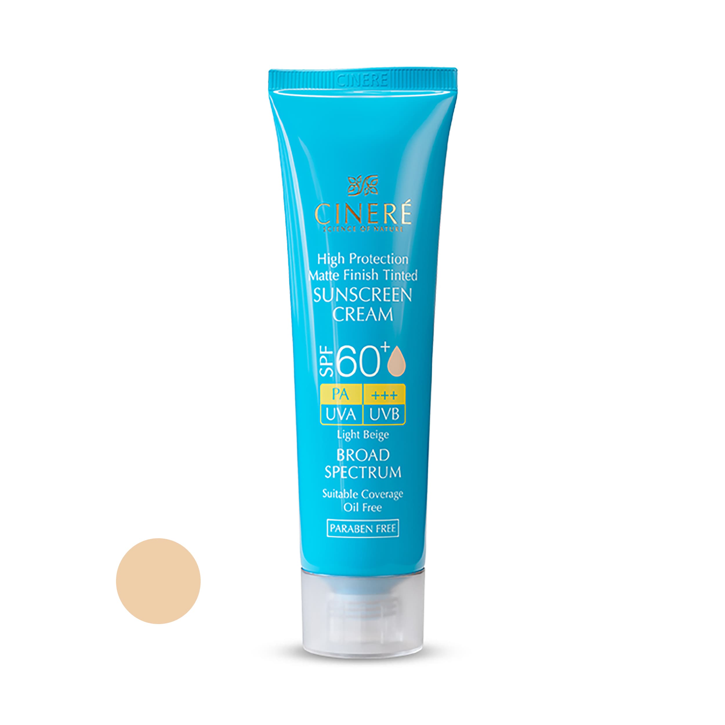 کرم ضدآفتاب رنگی سینره +SPF60 مدل 8411، مناسب پوستهای چرب، حجم 50 میلیلیتر — تصویر ۳