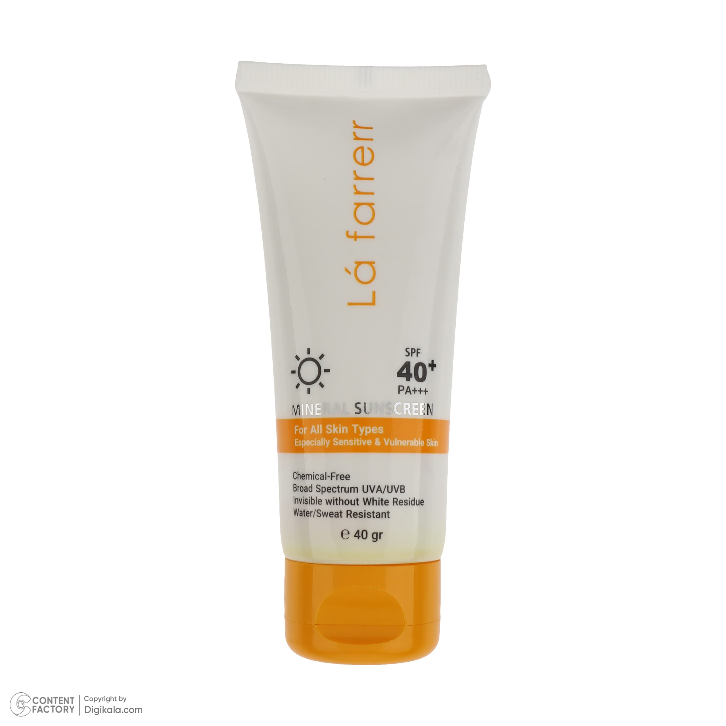 کرم ضد آفتاب بدون رنگ لافارر SPF 40 مدل مینرال ‌حاوی محافظ UVA و UVB و PA+++مناسب پوست‌های حساس حجم 40 میلی‌لیتر — تصویر ۳