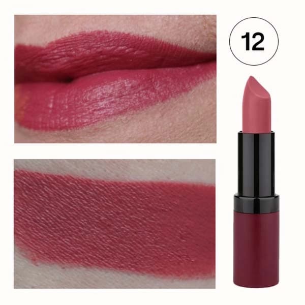 رژ لب جامد گلدن رز مدل Velvet Matte کد 12 — تصویر ۲