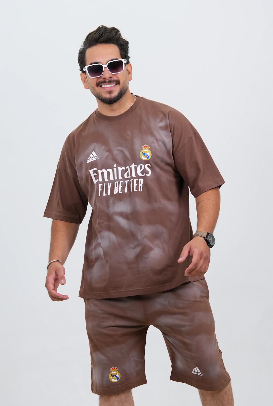 ست مردانه تابستانه تیشرت و شلوارک Real Madrid پنبه 2 نخ کد 100153 D 204