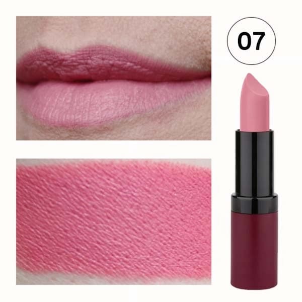رژ لب جامد گلدن رز مدل Velvet Matte کد 07 — تصویر ۴