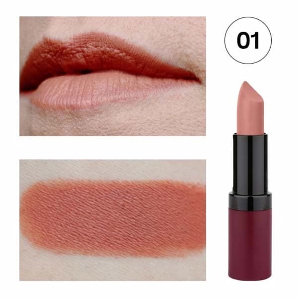 رژ لب جامد گلدن رز مدل Velvet Matte کد ۰۱ — تصویر ۳
