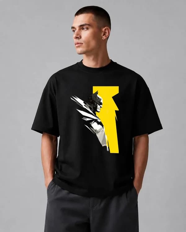 تیشرت باکسی مشکی | طرح شوالیه تاریکی بتمن | Dark Knight Shadow Graphic Tee — تصویر ۲