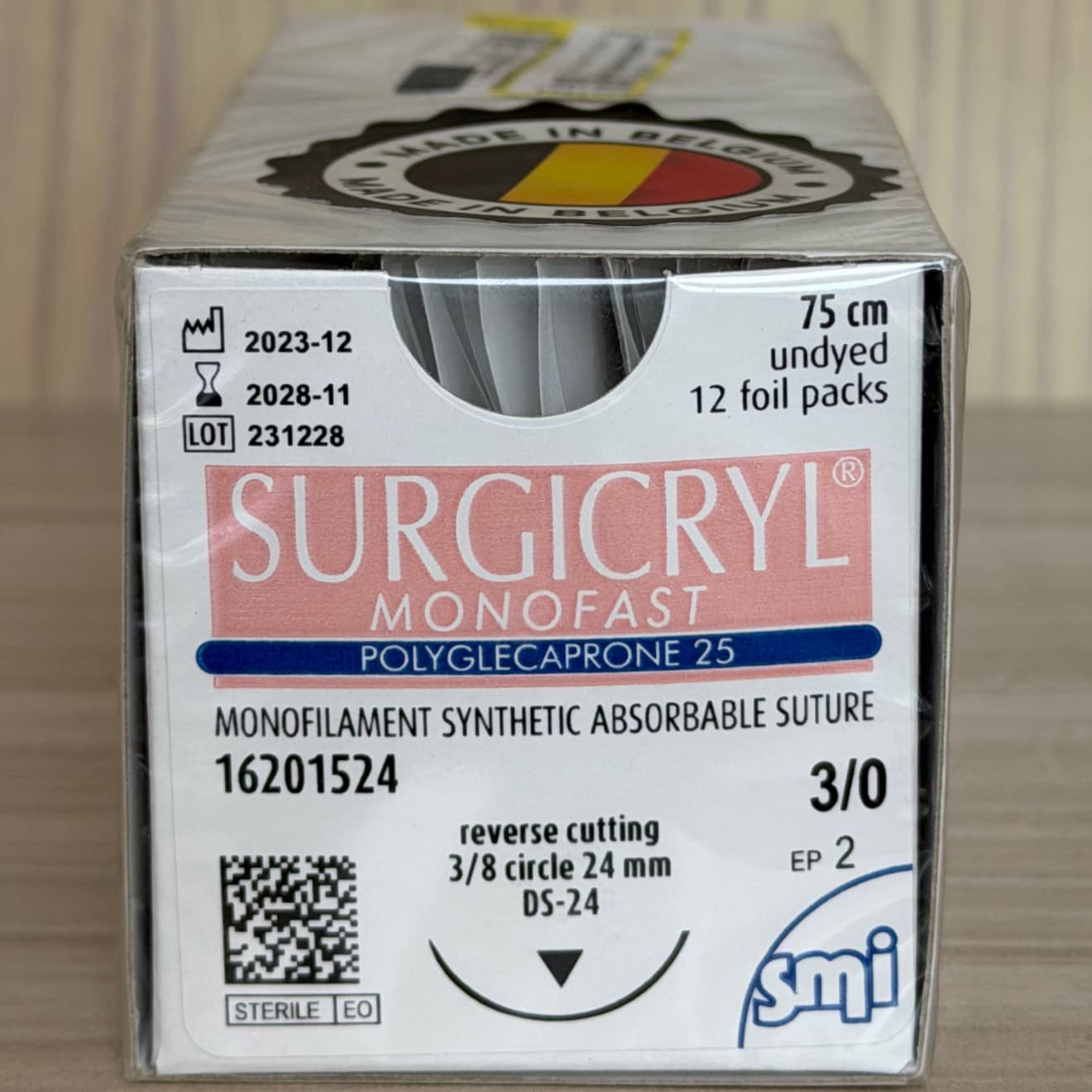 نخ بخیه مونوکریل SMI اس ام ای 3/0 کات سوزن 24mm