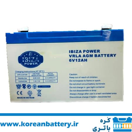 باتری ۶ ولت ۱۲ امپر ماشین شارژی کودک ایبیزا بدون احتساب تحویل باتری فرسوده