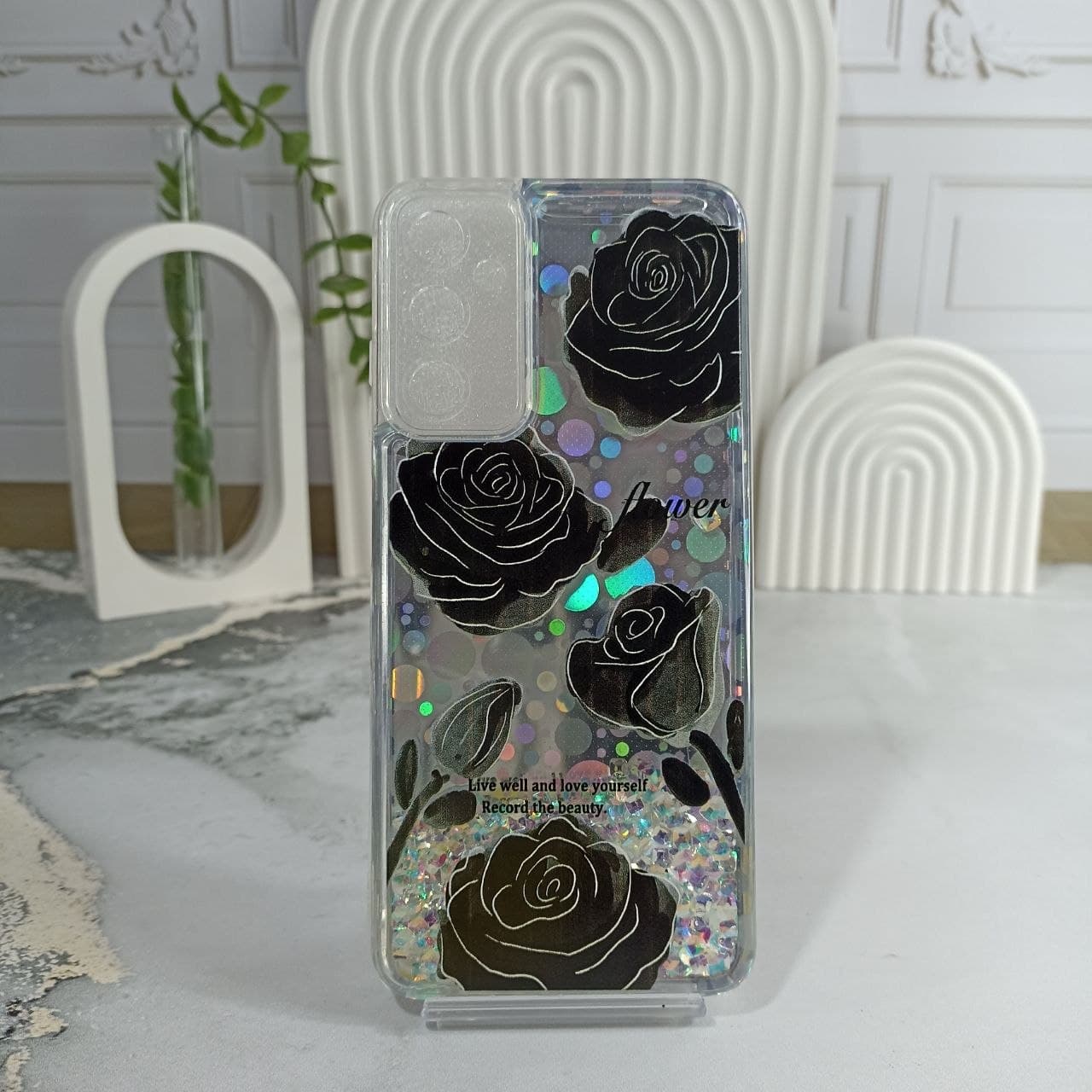 قاب آکواریومی شاین طرح گل رز مشکی برای گوشی سامسونگ a05s