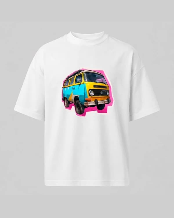 تیشرت باکسی سفید طرح ون کلاسیک | Retro Van Pop Art — تصویر ۴