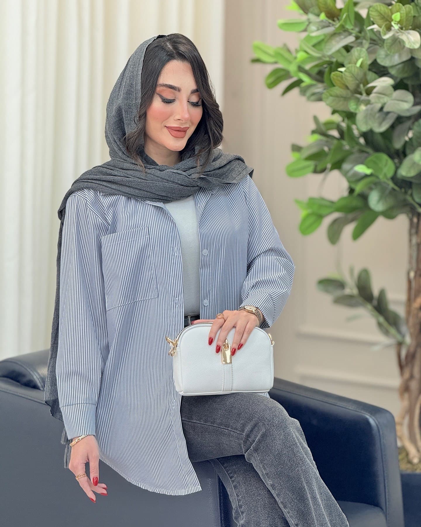 مانتو راه راه تک جیب پانیا کد 6703 — تصویر ۶