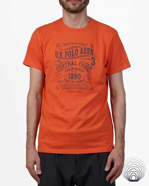 تیشرت یقه گرد مردانه U.S. Polo Assn رنگ نارنجی