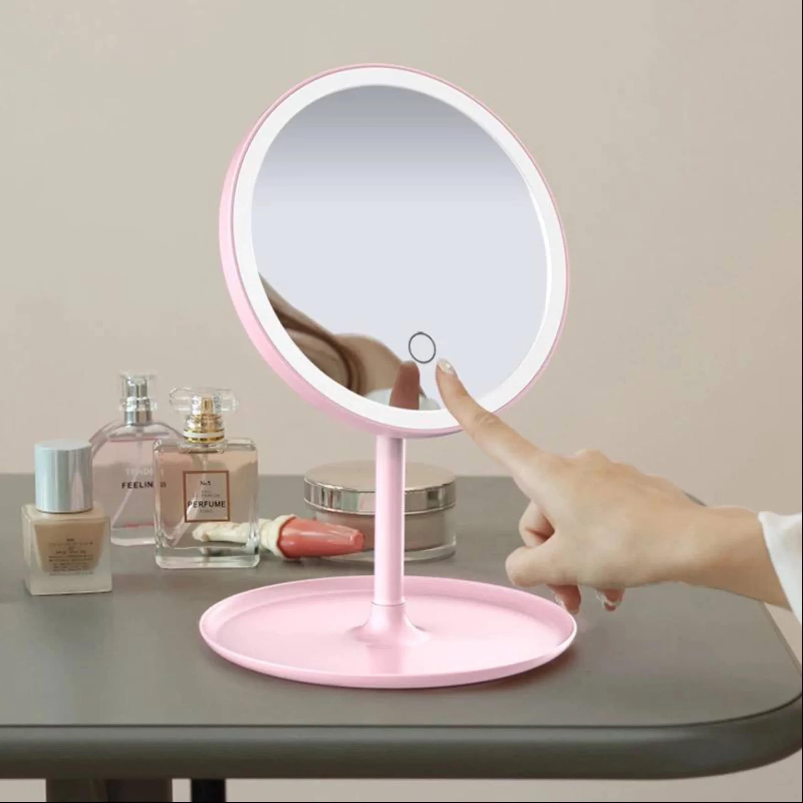 آینه آرایشی چراغ دار ال ای دی سفید رومیزی — تصویر ۲