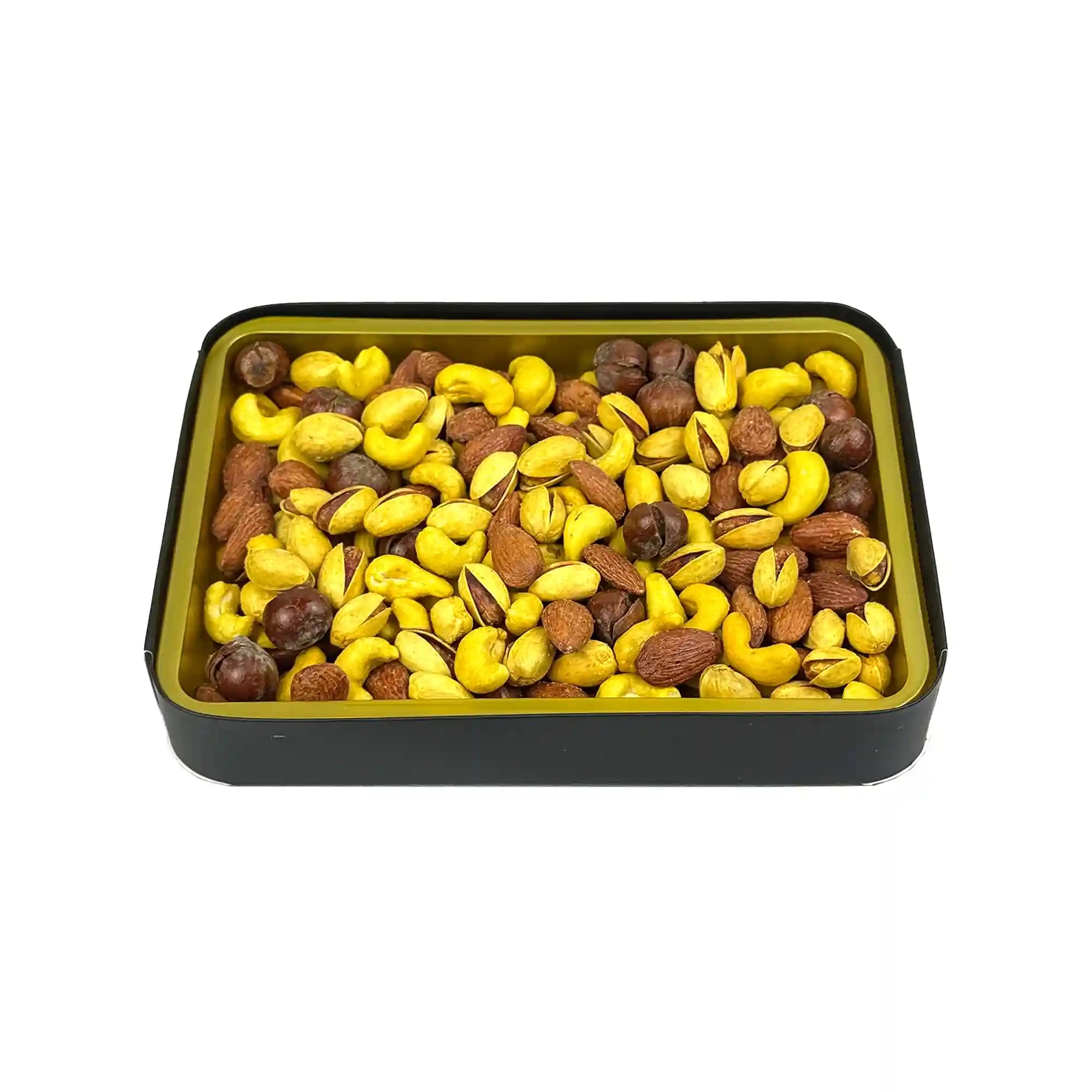 جعبه کادویی گلدین آجیل چهارمغز برشته زعفرانی 350 گرمی — تصویر ۴