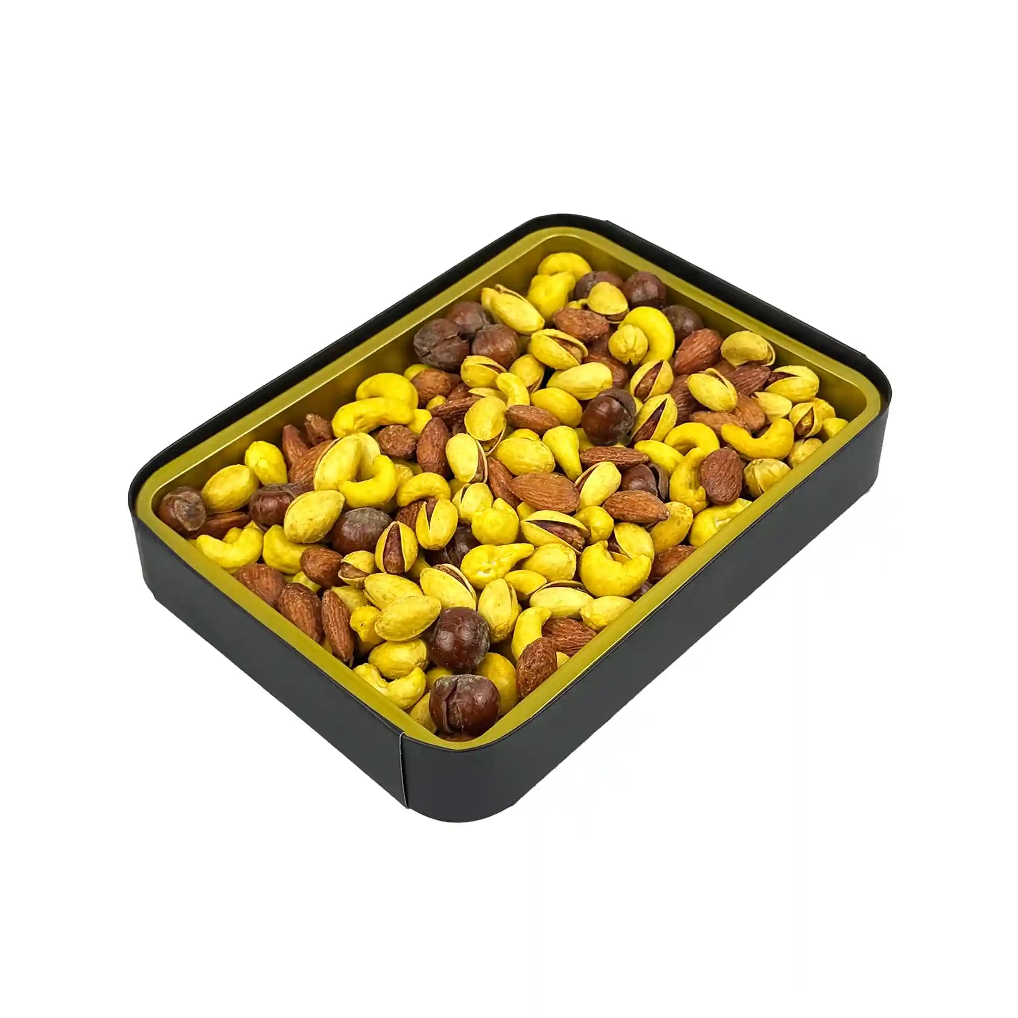 جعبه کادویی گلدین آجیل چهارمغز برشته زعفرانی 350 گرمی — تصویر ۲