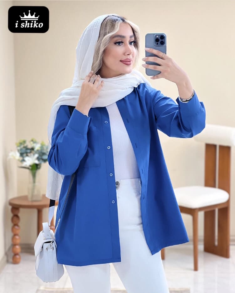 شومیز یقه مردانه کد 16646 — تصویر ۴