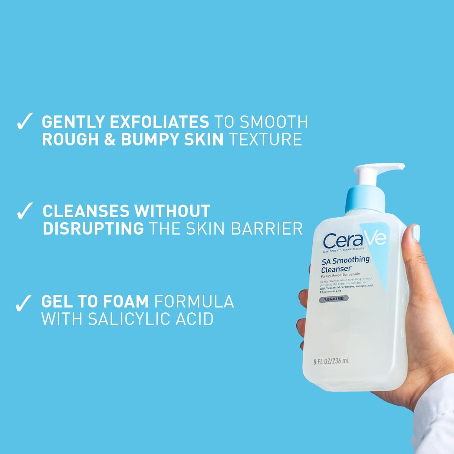 ژل شستشوی صورت سراوی CeraVe مدل SA Smoothing سالیسیلیک اسید — تصویر ۶
