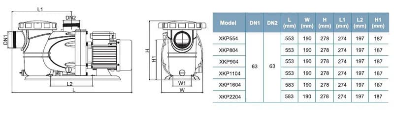 پمپ تصفیه استخر لئو XKP 2204 E — تصویر ۳
