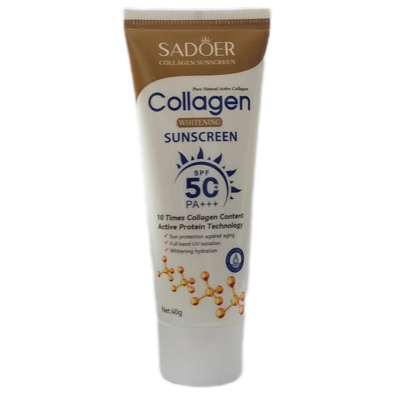 کرم ضد آفتاب بی رنگ سادور SPF 50 مدل کلاژن حجم 40 میلی‌لیتر