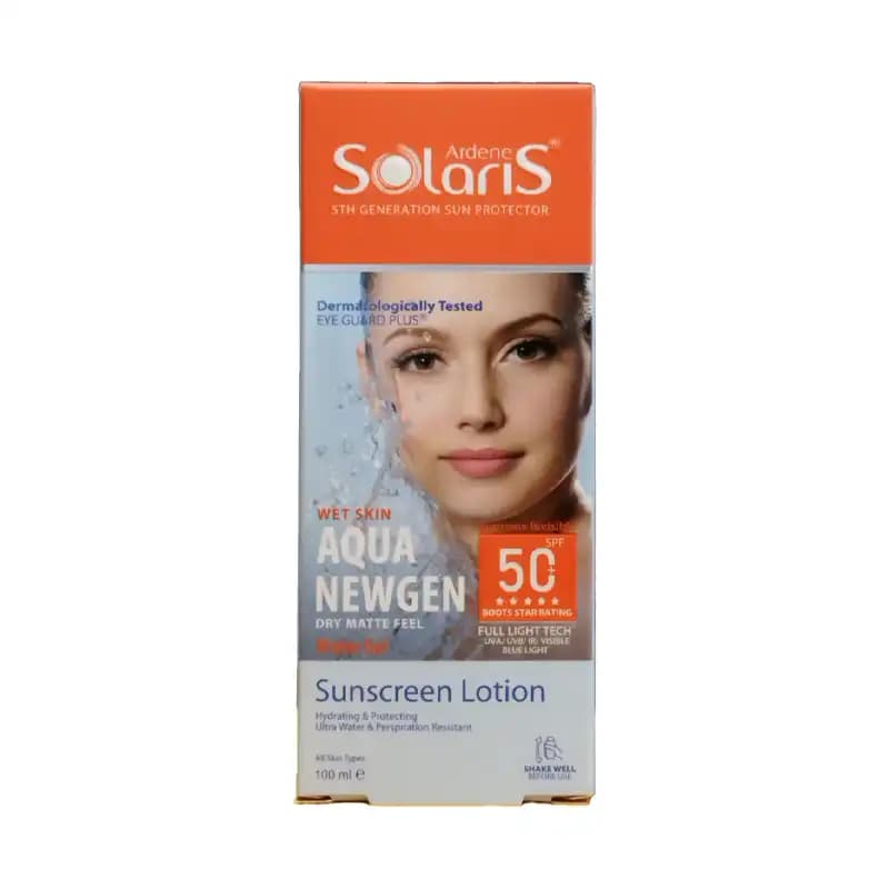 لوسیون آبی ضد آفتاب فاقد چربی آردن سولاریس مدل Aqua Newgen