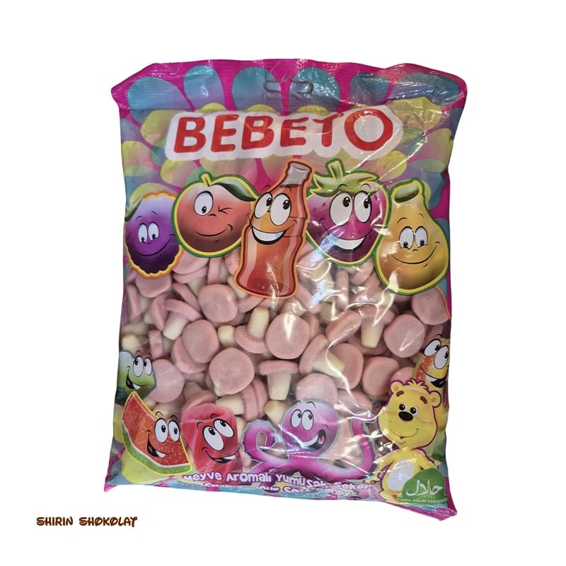 پاستیل ببتو Bebetto طرح قارچ صورتی بسته 1 کیلویی
