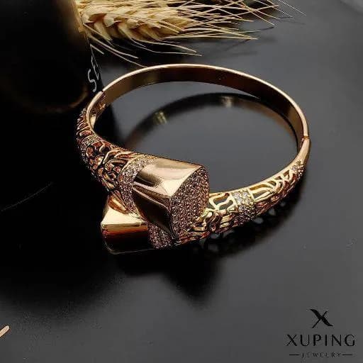 تکدست بنگل طرح طلا ژوپینگ با آبکاری طلا ۱۸ عیار کد ۱۳۵۱