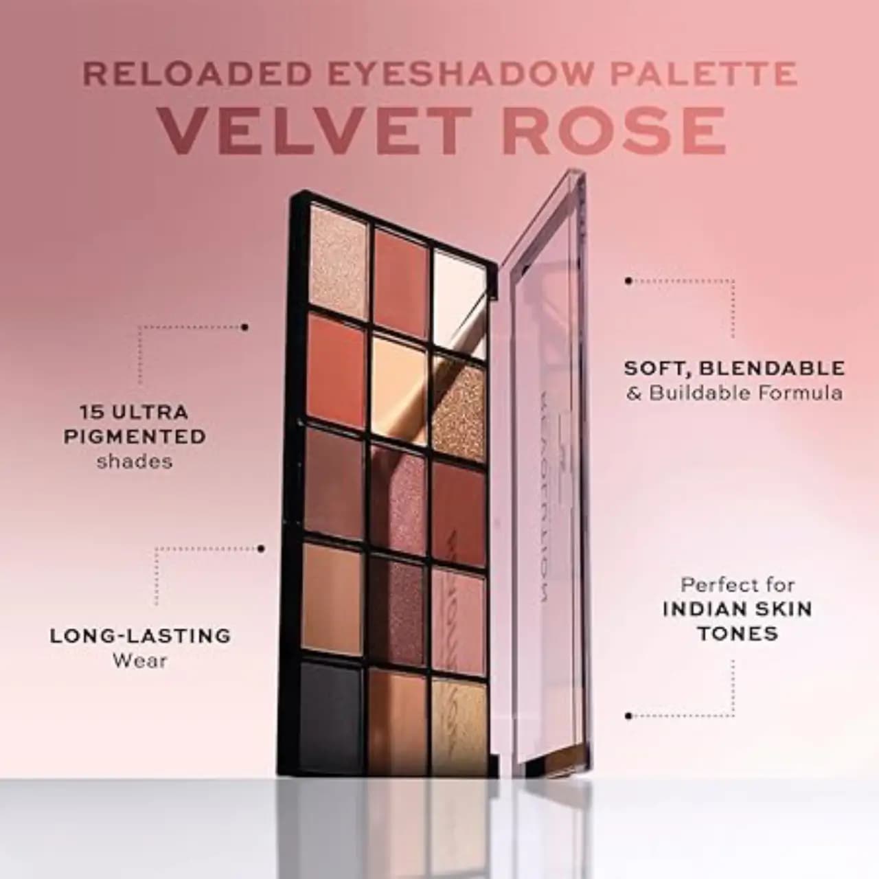 پالت سایه چشم رولوشن مدل ولوت رز (Makeup Revolution Reloaded Velvet Rose) — تصویر ۷