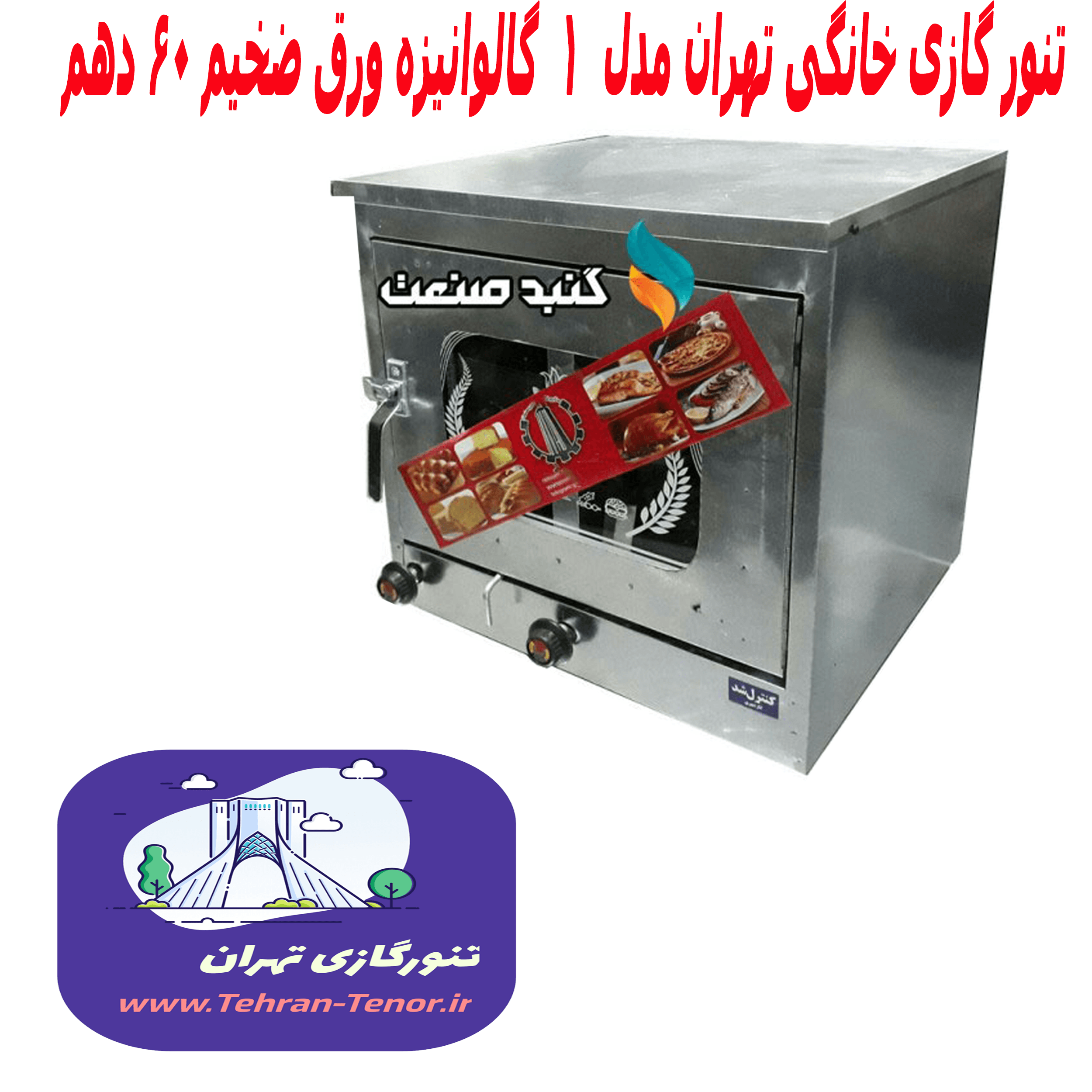 تنور گازی خانگی مجهز به دماسنج تایمر و جوجه گردان (Vip) همراه با پکیج هدیه