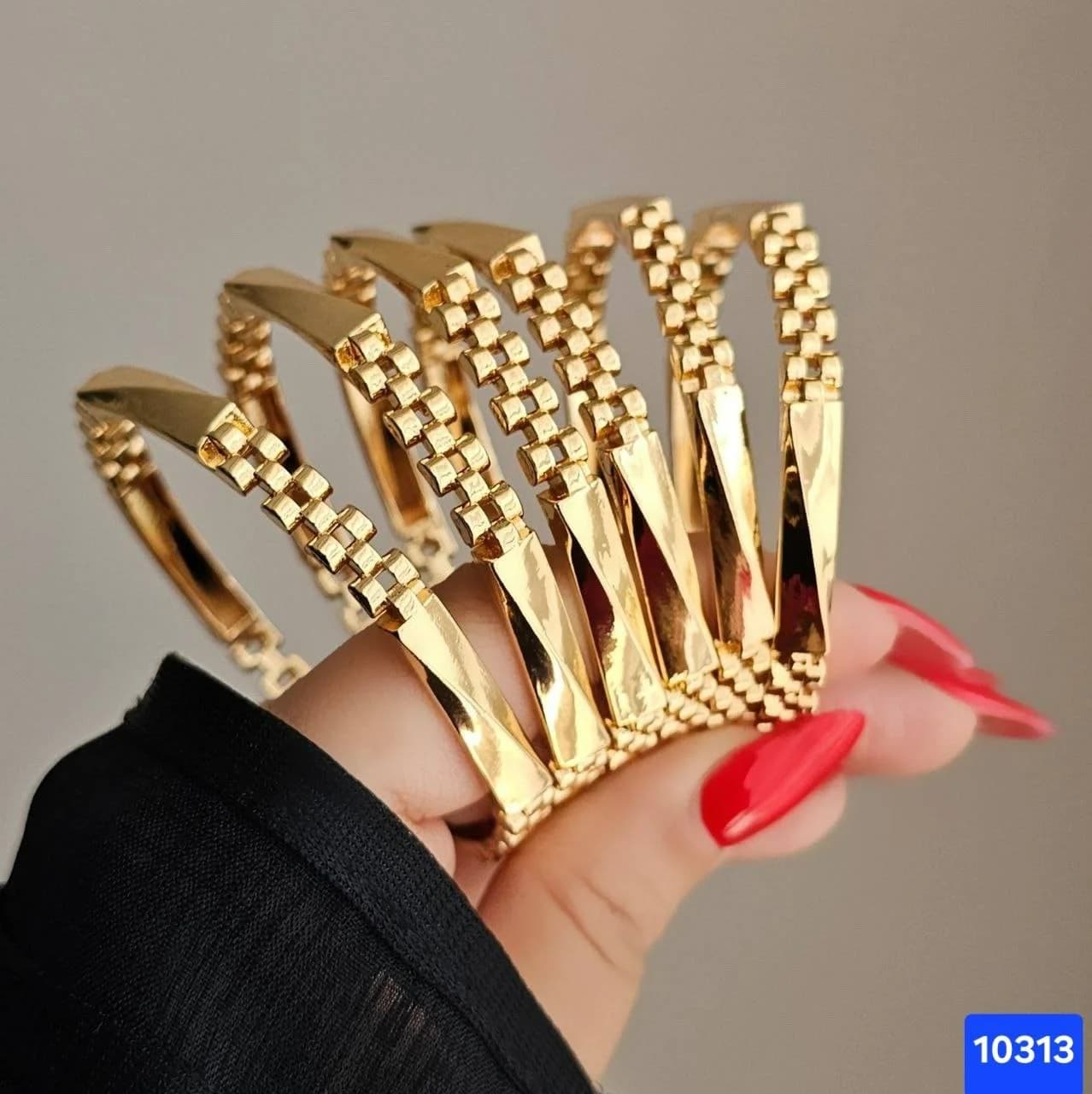النگو زنانه ترکیبی اپل و رولکس آینه ای طرح طلا کد ۱۰۳۱۳