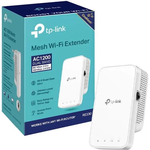تقویت‌کننده وای‌فای TP-Link RE330 AC1200 دو بانده با پورت اترنت