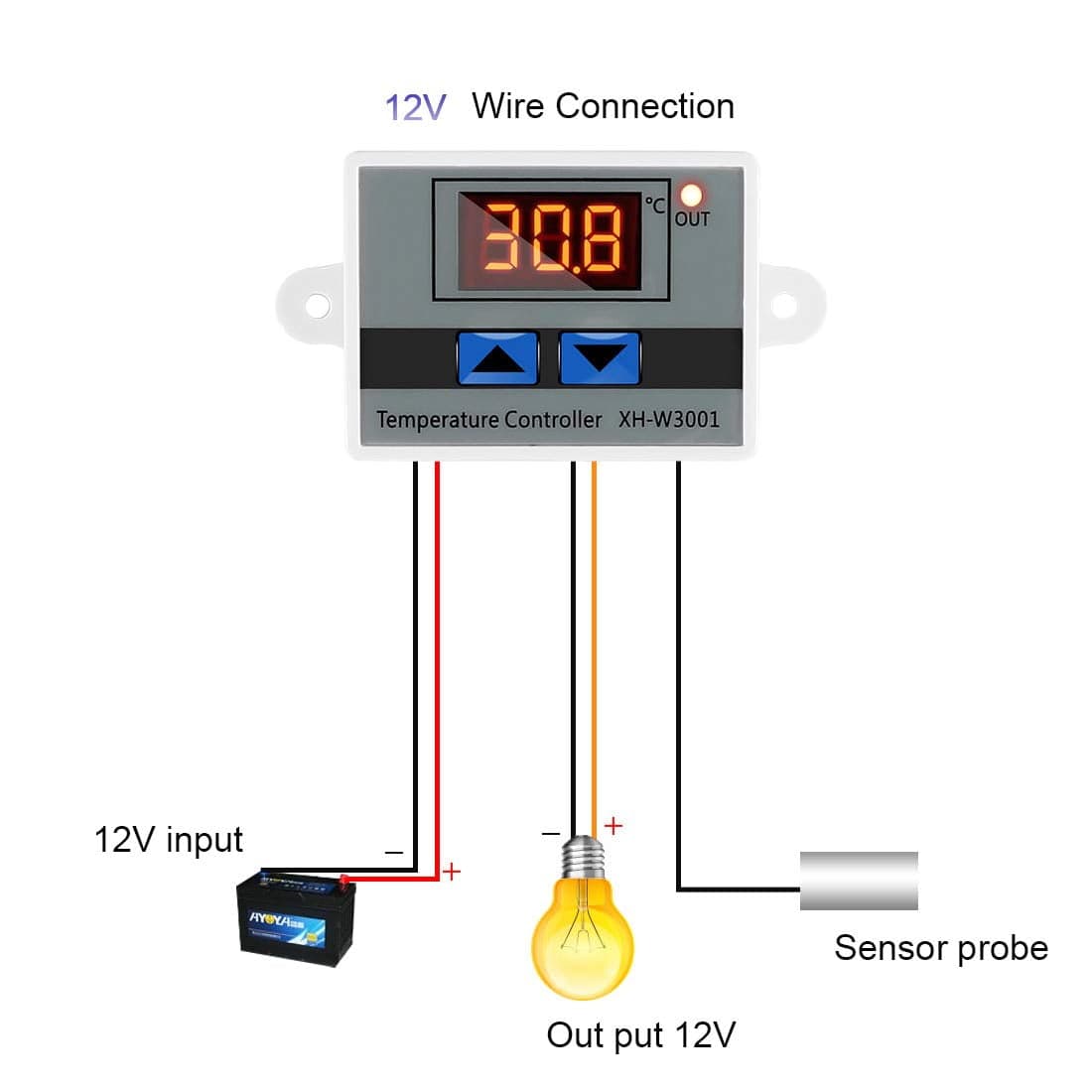 ترموستات DC 12V XH-W3001 — تصویر ۵