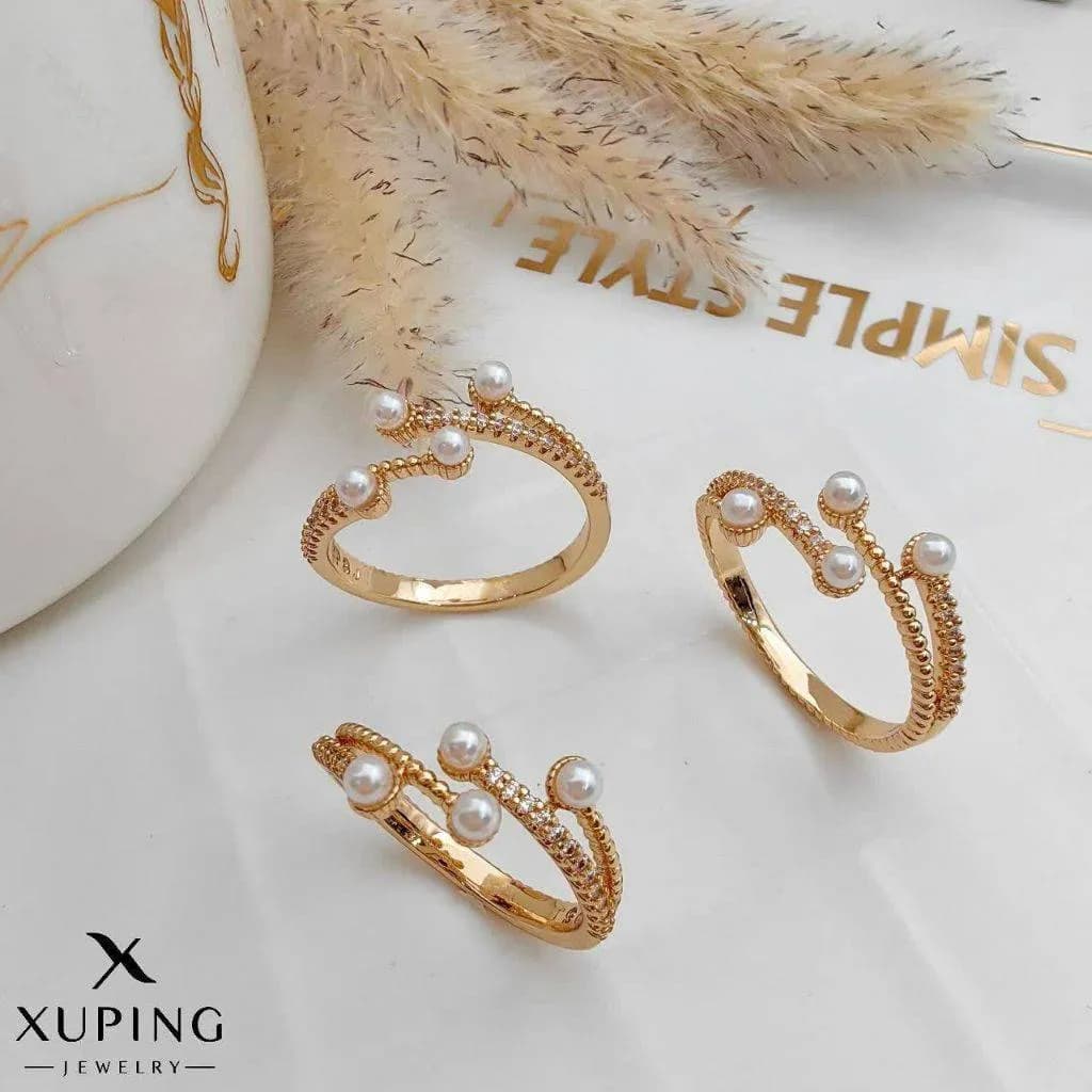 انگشتر فری سایز ژوپینگ طرح شاخه مروارید نگین دار کد۲۶۲۹